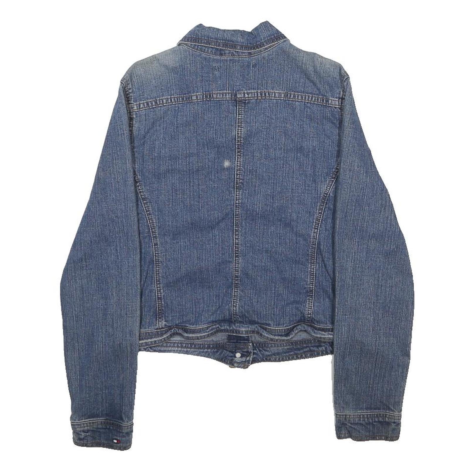 TOMMY HILFIGER Womens Blue Denim Jacket M Cotton Blend Button Closure Classic