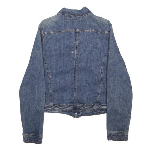 TOMMY HILFIGER Womens Blue Denim Jacket M Cotton Blend Button Closure Classic