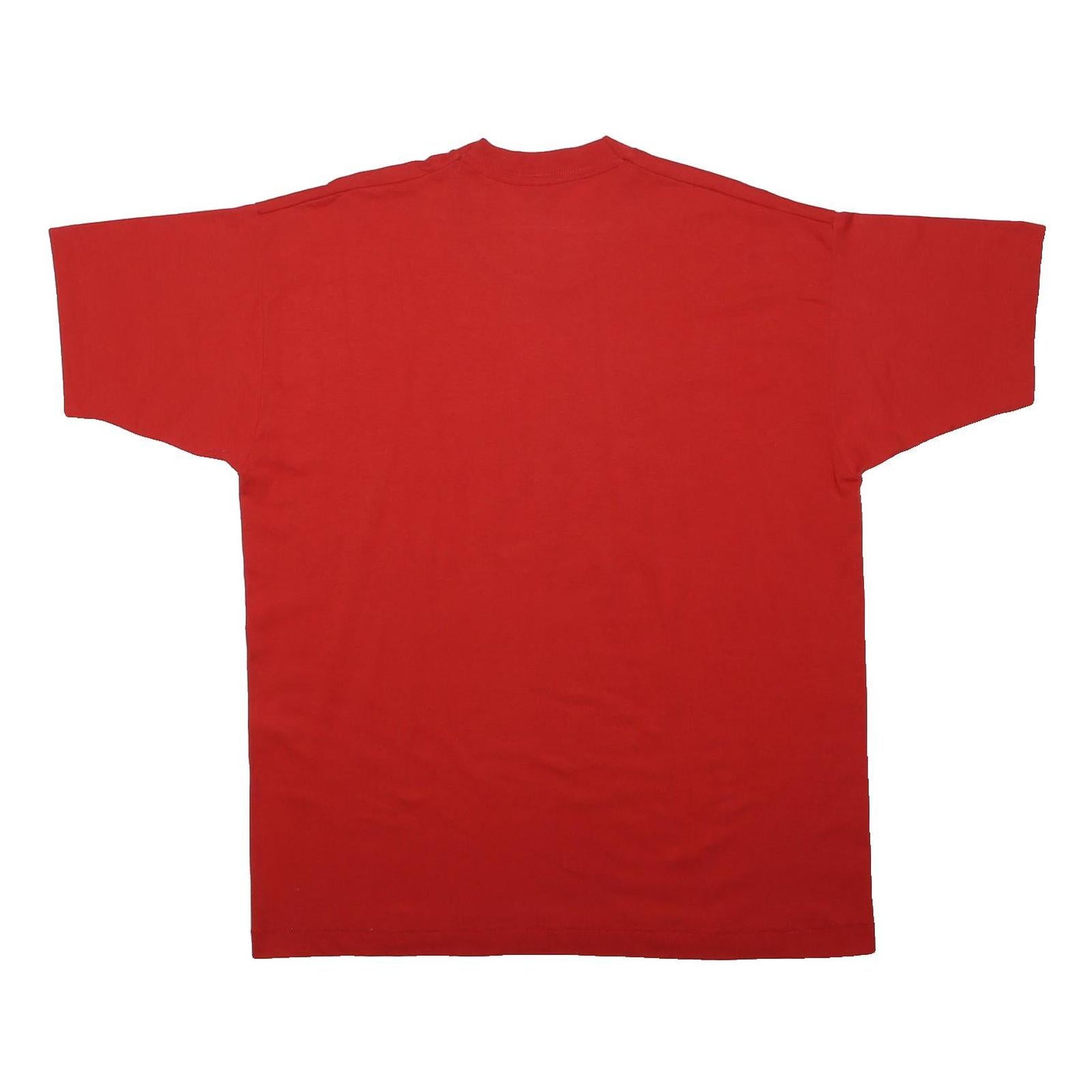 FRUIT OF THE LOOM Single Stitch Graphic Mens Red T-Shirt XL Short Sleeve Crew