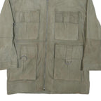 PEPE JEANS Mens Grey Leather Utility Jacket L Suede Four Pocket Zip Closure