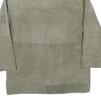 PEPE JEANS Mens Grey Leather Utility Jacket L Suede Four Pocket Zip Closure