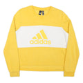 ADIDAS Womens Yellow & White Logo Crew Neck L Sweatshirt Cotton Blend Casual
