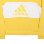ADIDAS Womens Yellow & White Logo Crew Neck L Sweatshirt Cotton Blend Casual