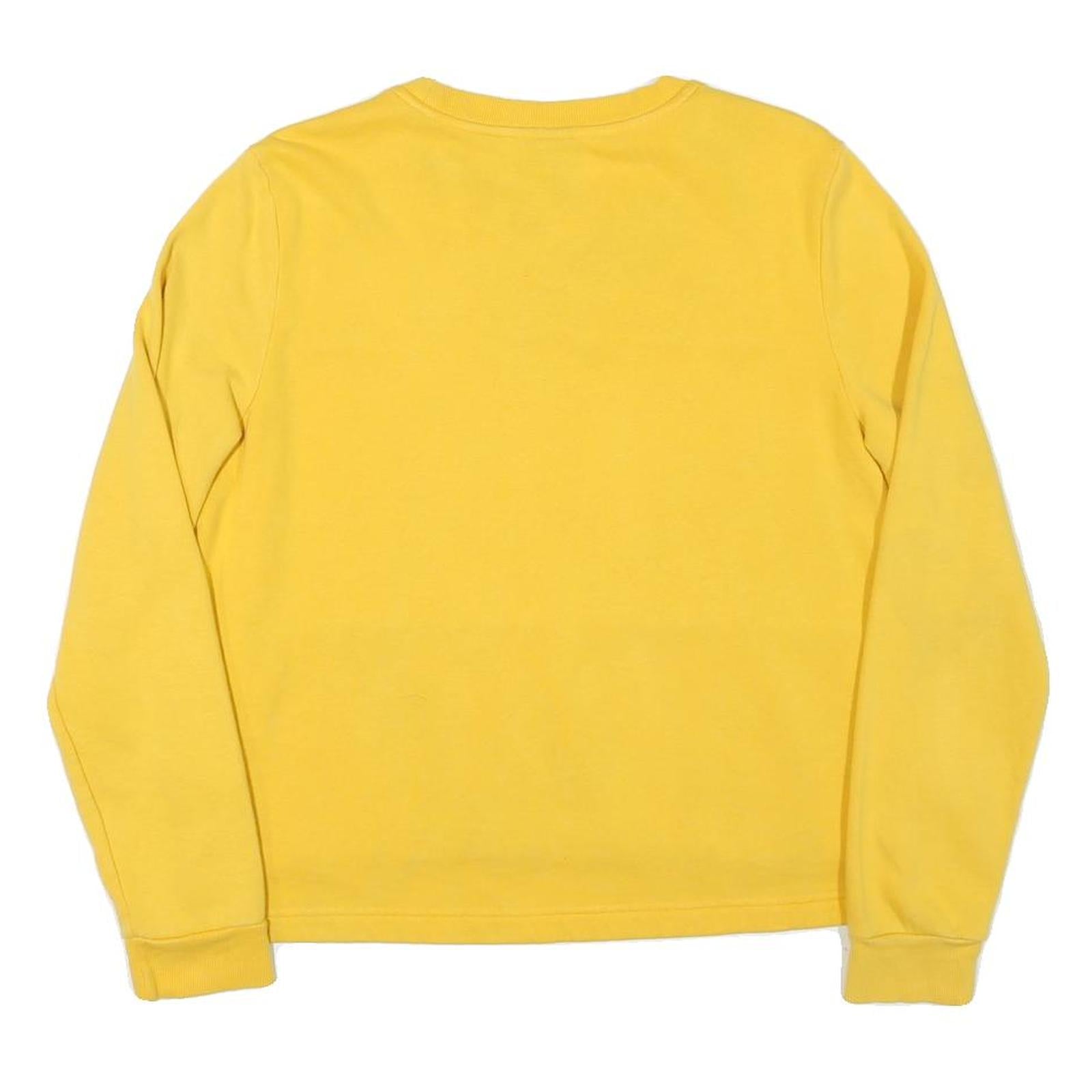 ADIDAS Womens Yellow & White Logo Crew Neck L Sweatshirt Cotton Blend Casual