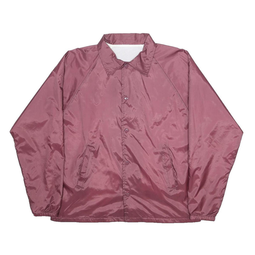 Mens Burgundy Plain Nylon Coach Jacket M Button Closure Lightweight Casual
