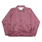 Mens Burgundy Plain Nylon Coach Jacket M Button Closure Lightweight Casual