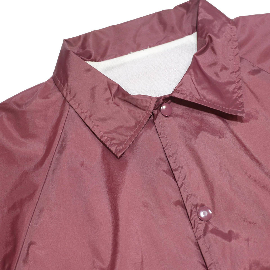 Mens Burgundy Plain Nylon Coach Jacket M Button Closure Lightweight Casual