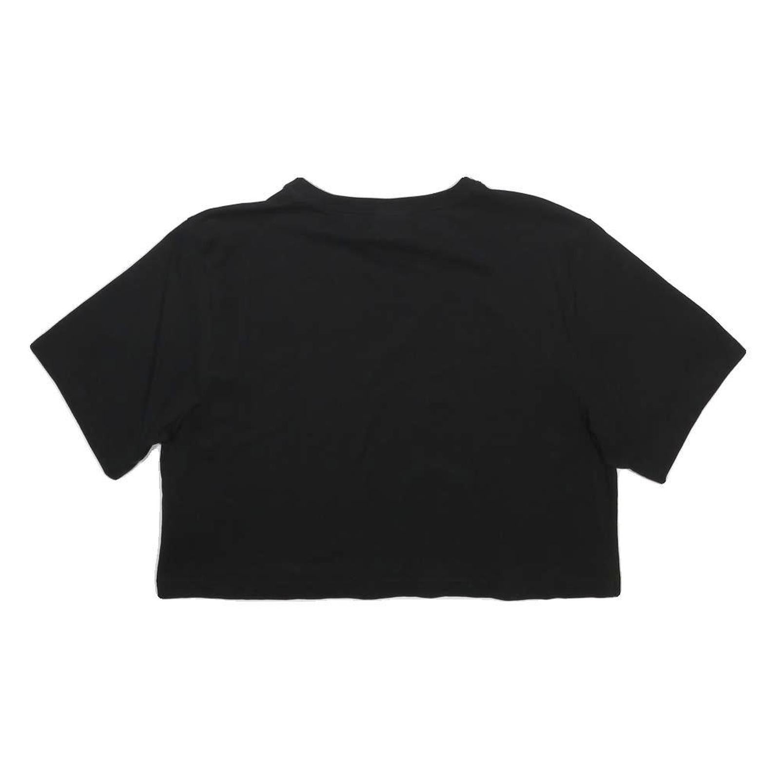ELLESSE Womens Black Graphic T-Shirt UK 12 Short Sleeve Round Neck Casual Crop