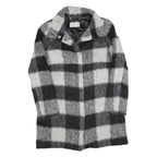 MARELLA Womens Black & Grey Check Wool Blend Coat Jacket UK 12 Button Closure