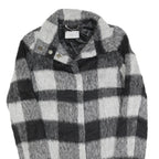 MARELLA Womens Black & Grey Check Wool Blend Coat Jacket UK 12 Button Closure