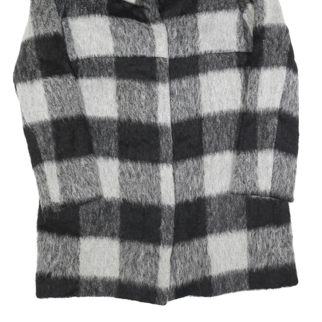 MARELLA Womens Black & Grey Check Wool Blend Coat Jacket UK 12 Button Closure