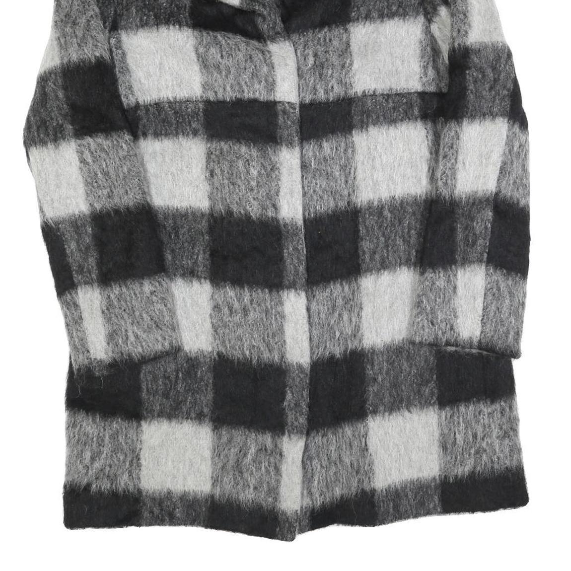 MARELLA Womens Black & Grey Check Wool Blend Coat Jacket UK 12 Button Closure