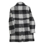 MARELLA Womens Black & Grey Check Wool Blend Coat Jacket UK 12 Button Closure