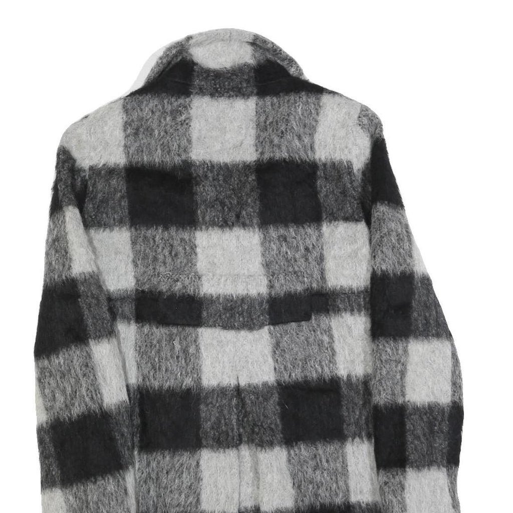 MARELLA Womens Black & Grey Check Wool Blend Coat Jacket UK 12 Button Closure