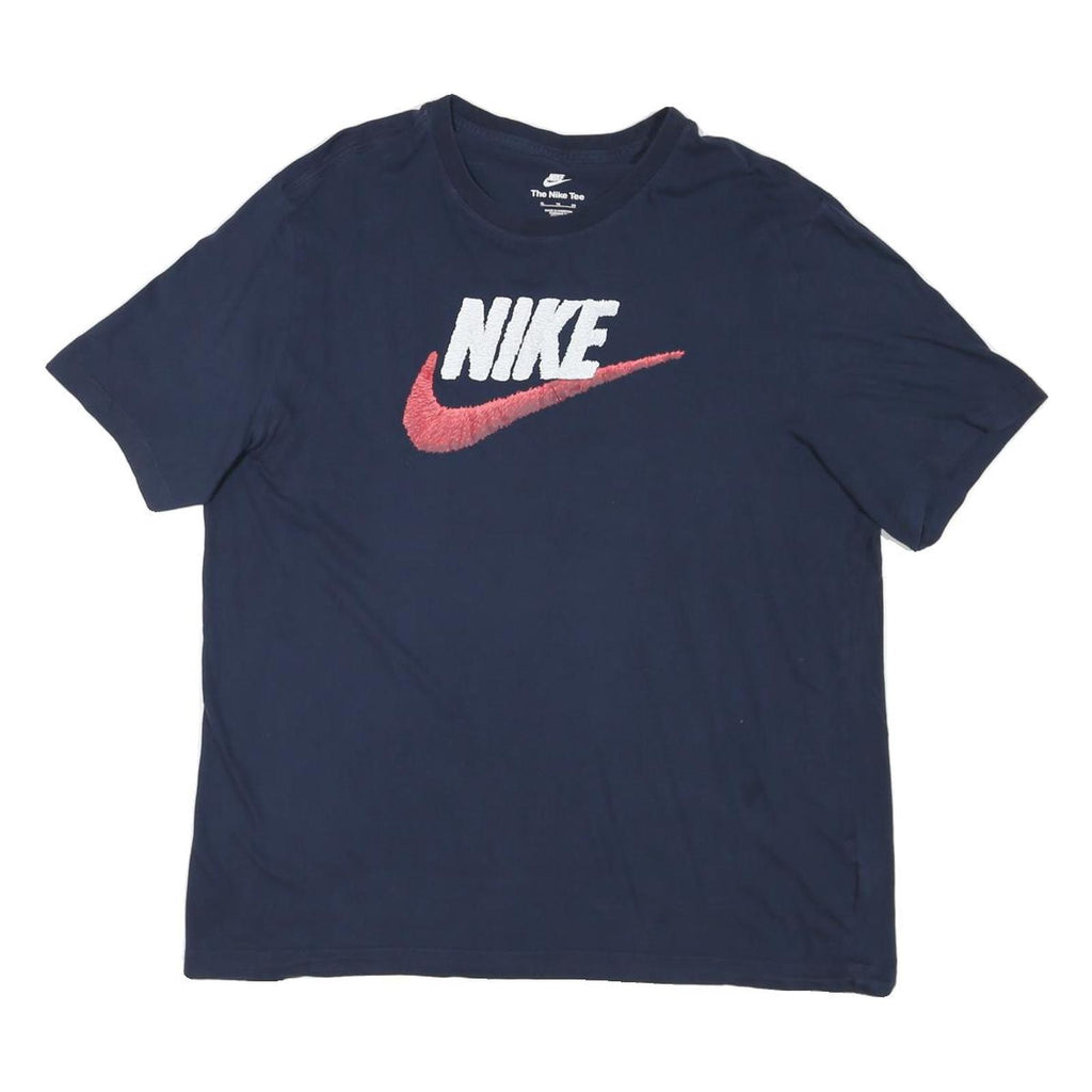 NIKE Mens Blue & Red Logo Graphic T-Shirt XL Short Sleeve Crew Neck Cotton Blend