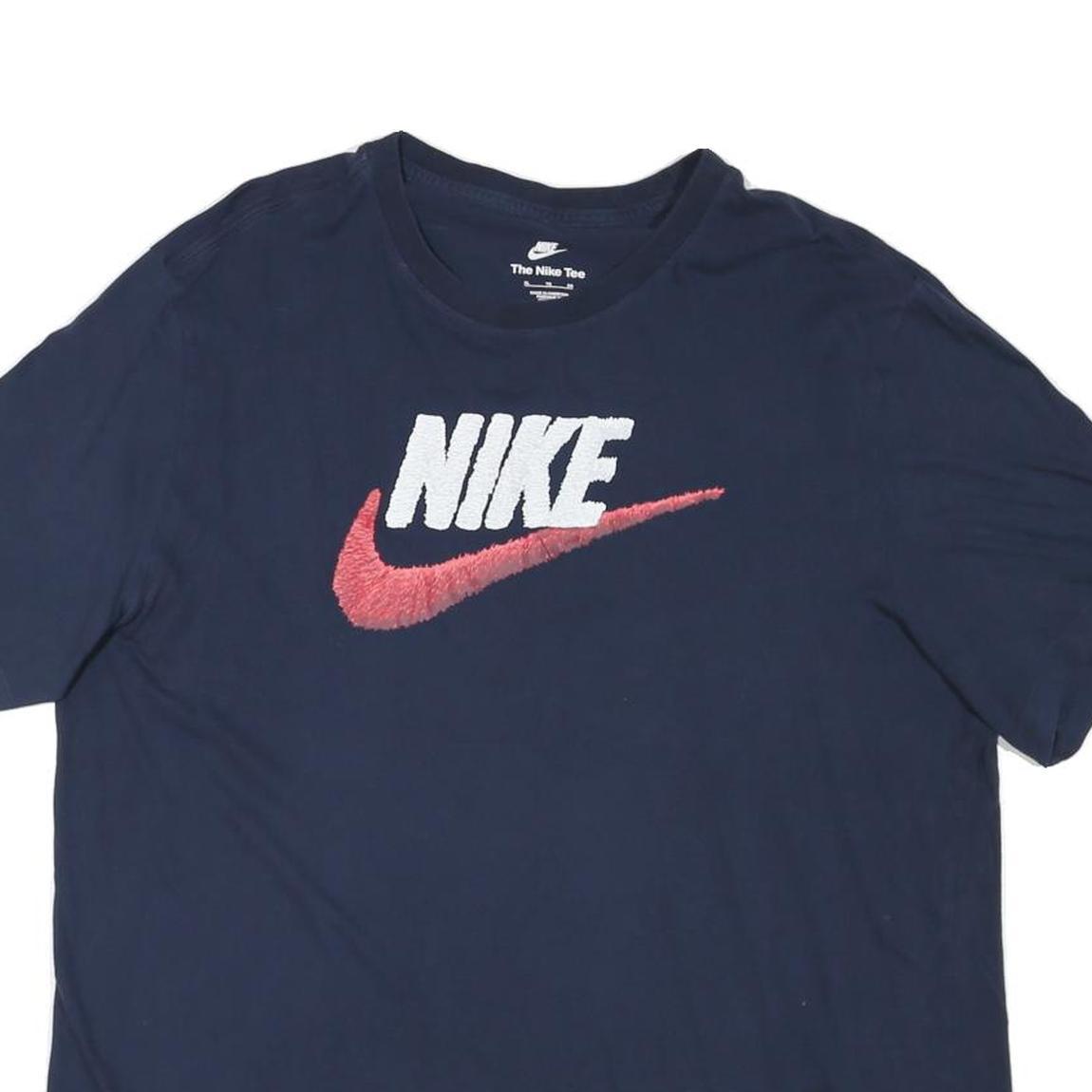 NIKE Mens Blue & Red Logo Graphic T-Shirt XL Short Sleeve Crew Neck Cotton Blend
