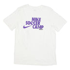 NIKE Mens White Purple Soccer Camp Graphic T-Shirt M Short Sleeve Crew Neck