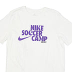NIKE Mens White Purple Soccer Camp Graphic T-Shirt M Short Sleeve Crew Neck