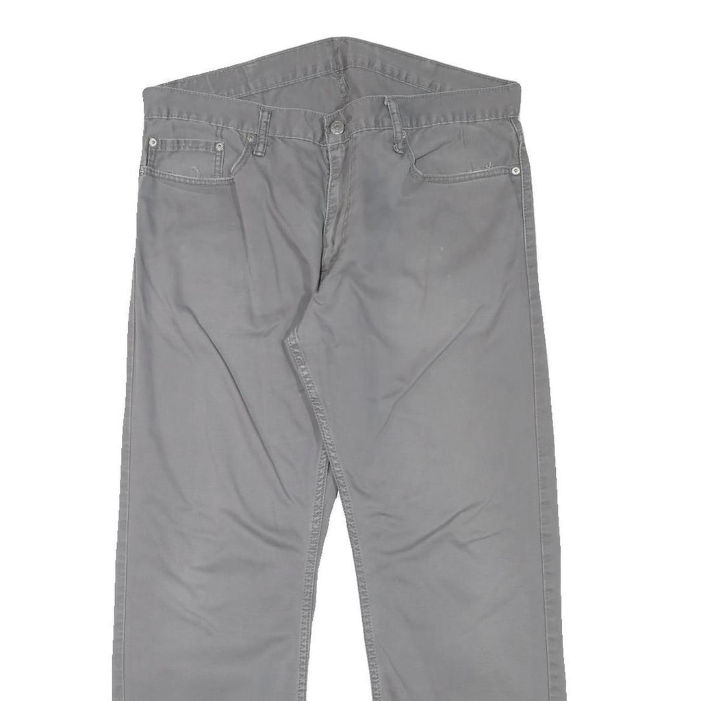 LEVI'S Mens Regular Fit Grey Cotton Blend Zip Trousers W37 L29 Casual Everyday