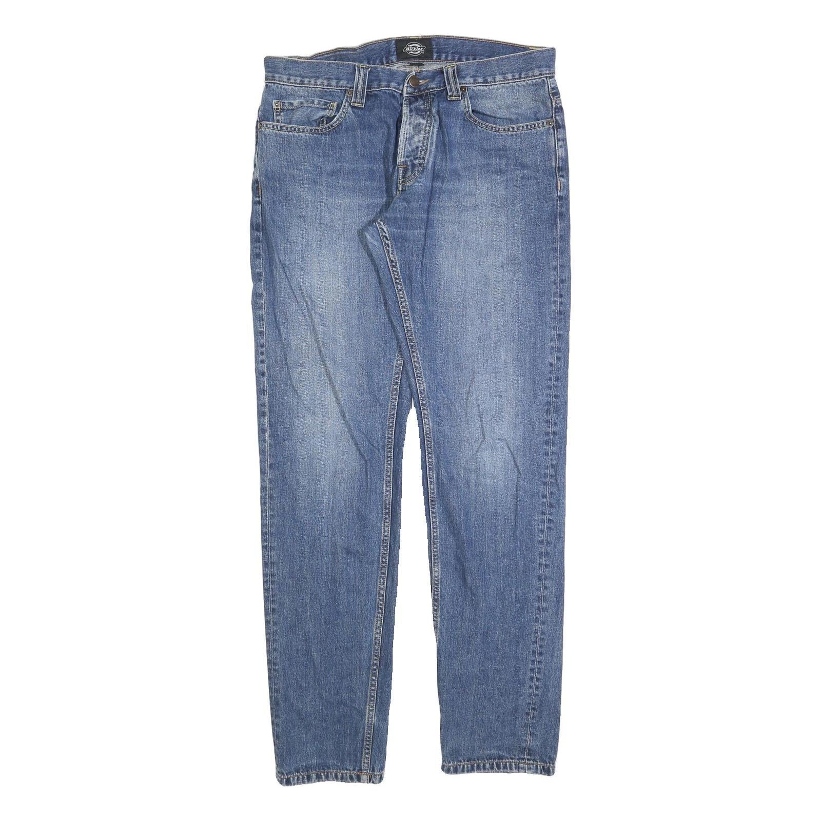 DICKIES Mens Jeans Blue Slim Straight Denim Medium W33 L34 Classic Casual Wear