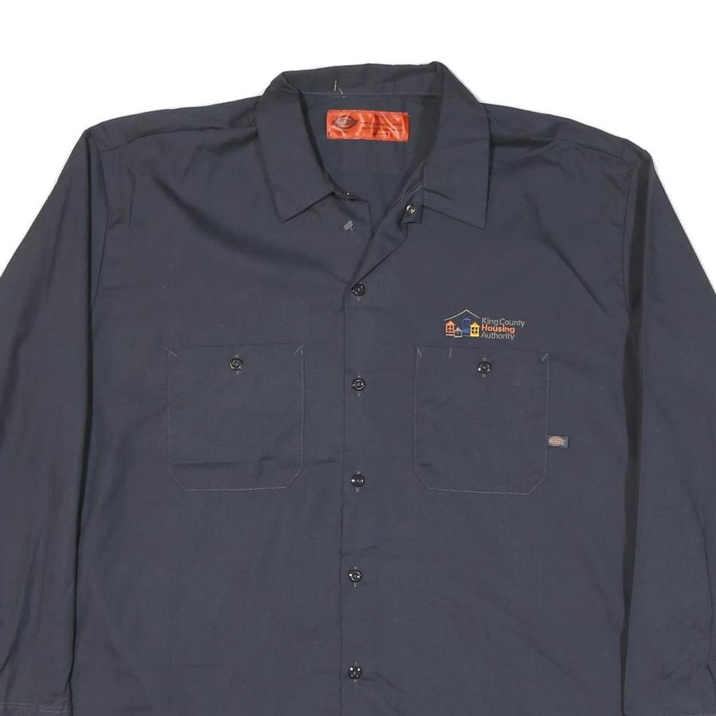 DICKIES Mens Blue Work Shirt XL King County Housing Authority Logo Cotton Blend
