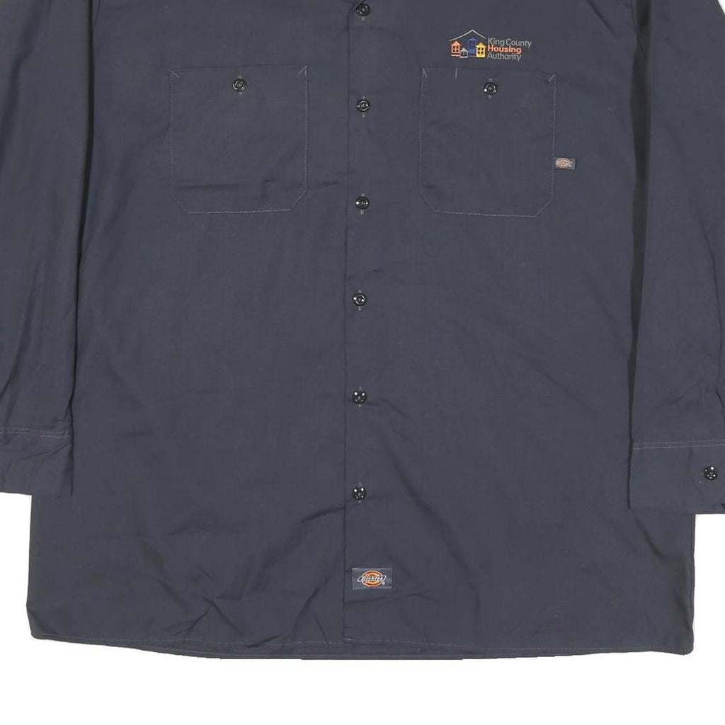 DICKIES Mens Blue Work Shirt XL King County Housing Authority Logo Cotton Blend