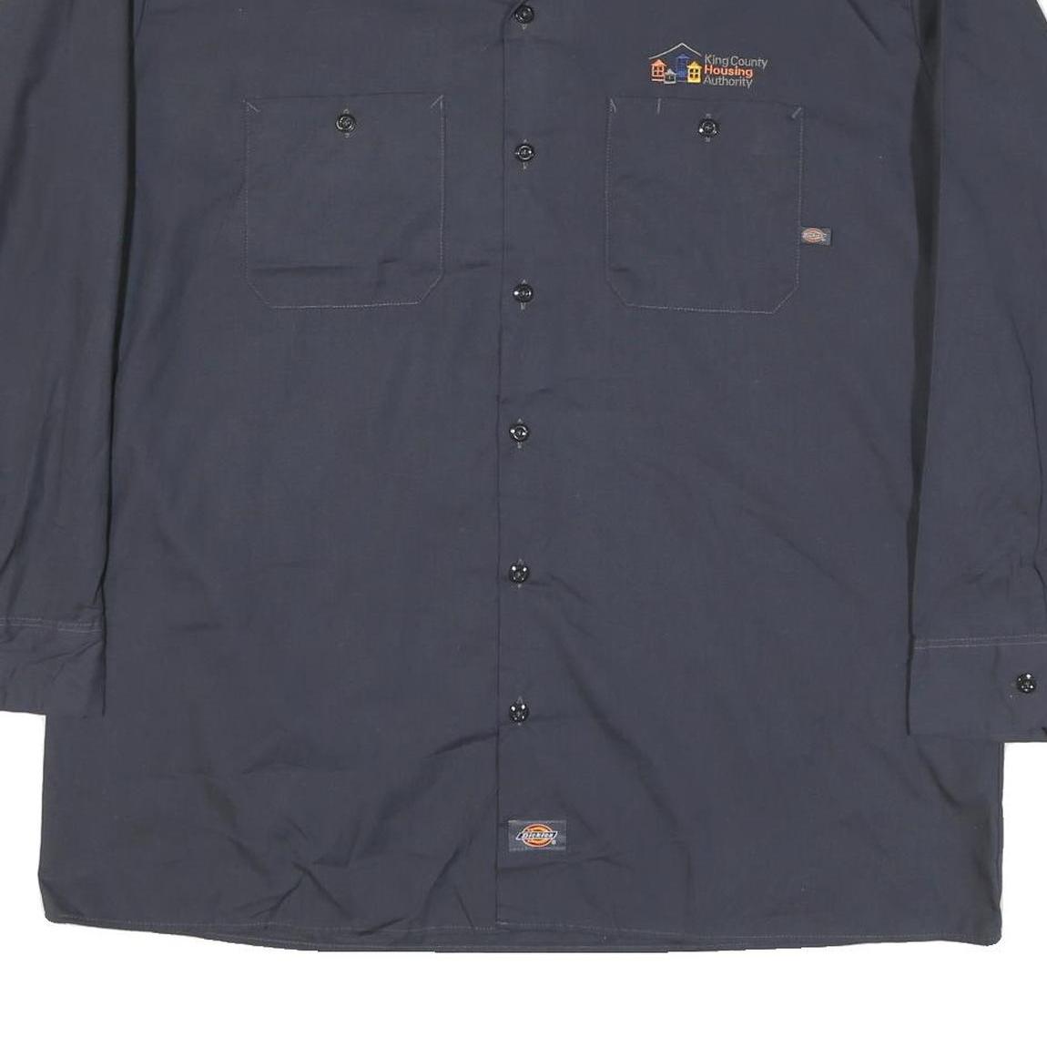 DICKIES Mens Blue Work Shirt XL King County Housing Authority Logo Cotton Blend