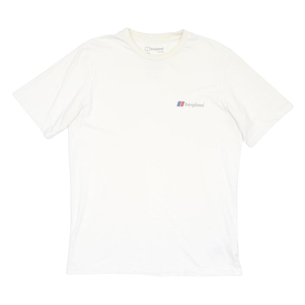 BERGHAUS Mens White Cotton Blend T-Shirt L Short Sleeve Crew Neck Logo