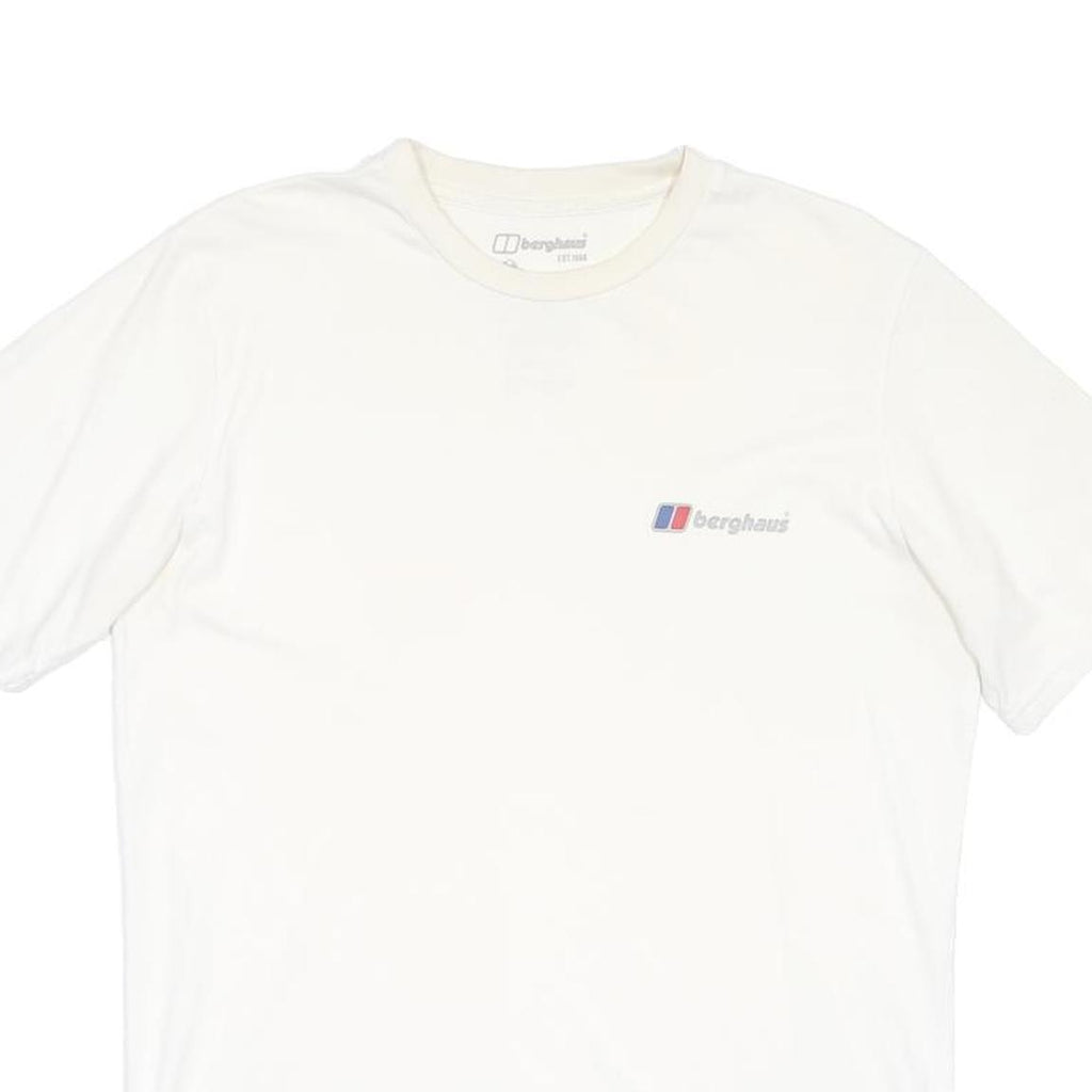 BERGHAUS Mens White Cotton Blend T-Shirt L Short Sleeve Crew Neck Logo