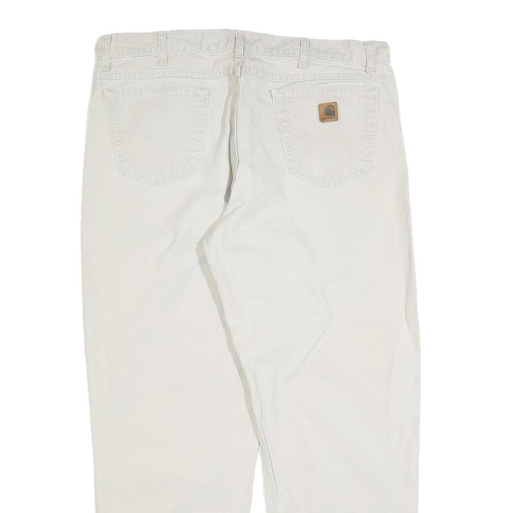 CARHARTT Mens Relaxed White Cotton Blend Zip Trousers W40 L32 Casual Workwear