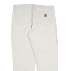 CARHARTT Mens Relaxed White Cotton Blend Zip Trousers W40 L32 Casual Workwear