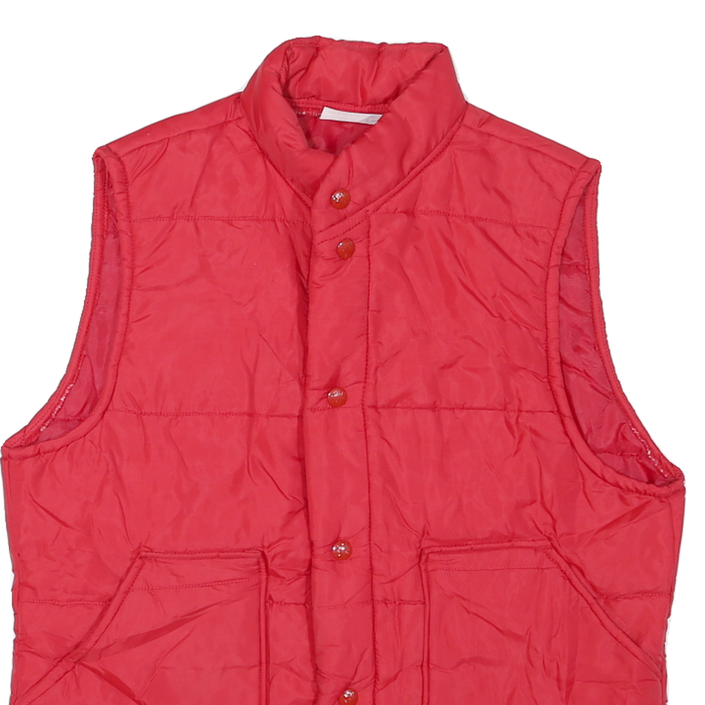 PRO FIT Womens Red Sleeveless Button Jacket M Polyester Blend Plain Lightweight