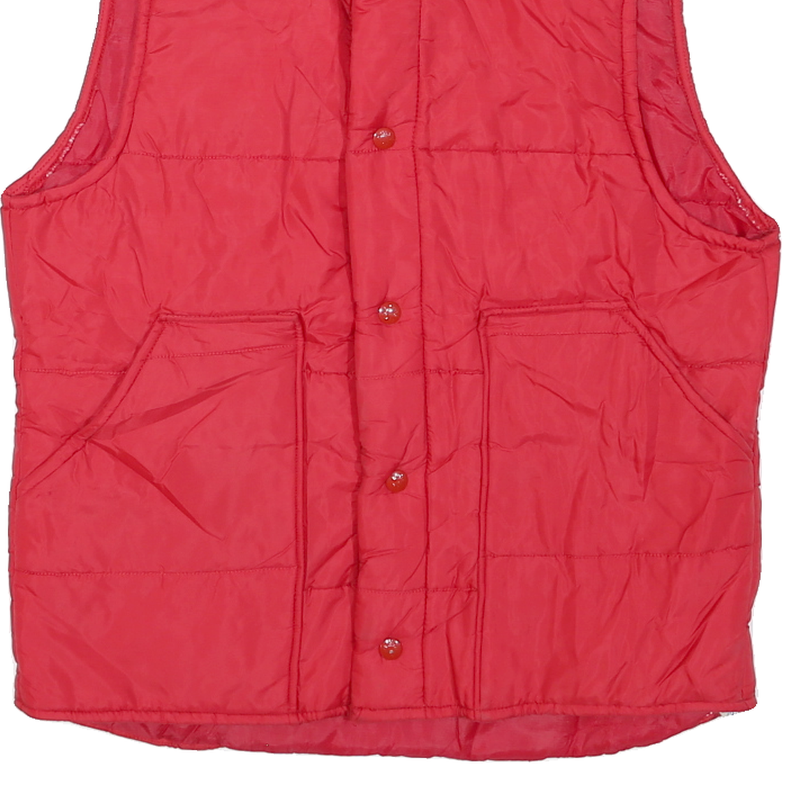 PRO FIT Womens Red Sleeveless Button Jacket M Polyester Blend Plain Lightweight