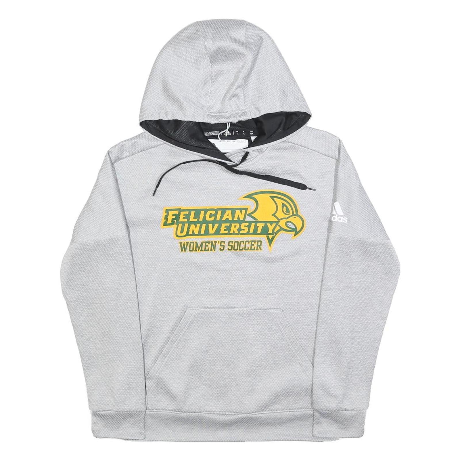 ADIDAS Mens Grey Felician University Womens Soccer Hoodie S Polyester Blend