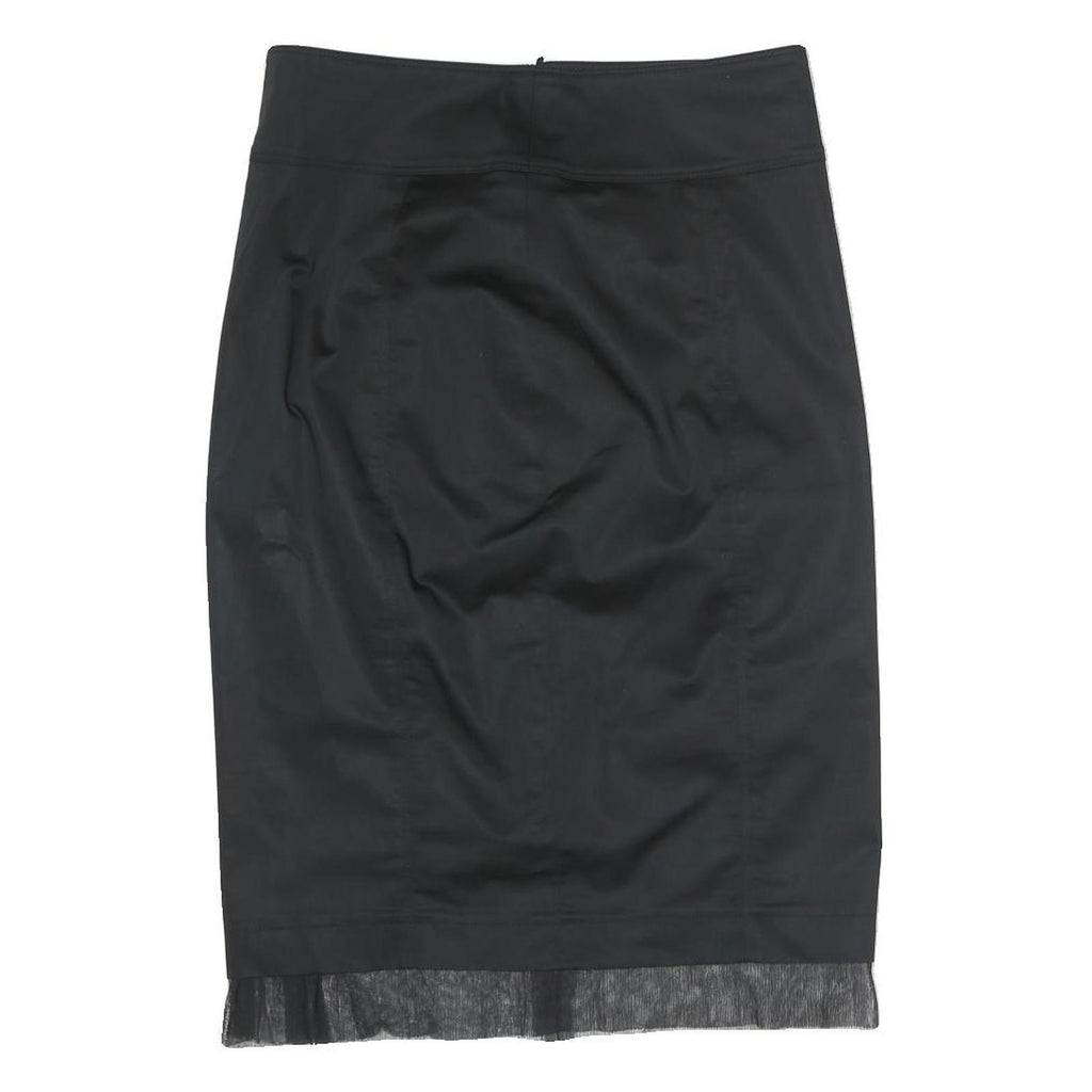 BURBERRY Womens Black Pencil Knee Length Cotton Blend Skirt UK 8 Elegant Classic