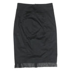 BURBERRY Womens Black Pencil Knee Length Cotton Blend Skirt UK 8 Elegant Classic