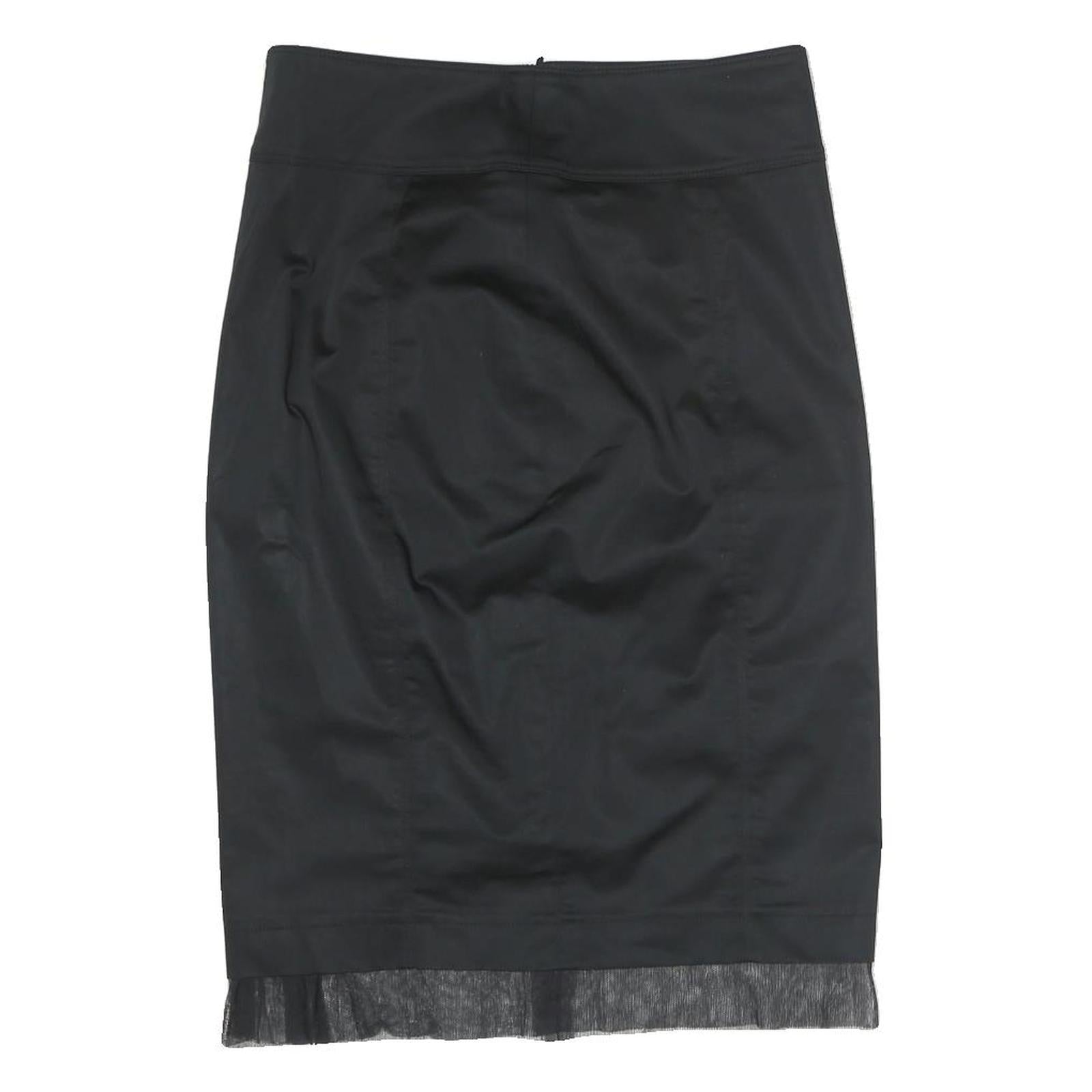 BURBERRY Womens Black Pencil Knee Length Cotton Blend Skirt UK 8 Elegant Classic