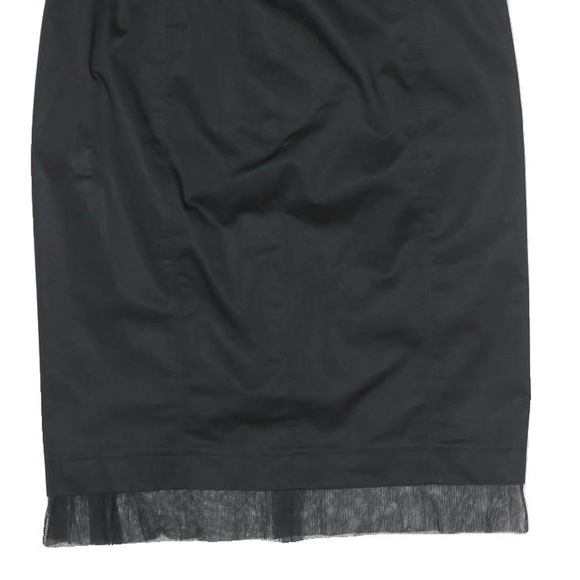 BURBERRY Womens Black Pencil Knee Length Cotton Blend Skirt UK 8 Elegant Classic