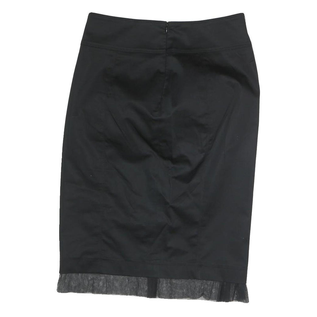 BURBERRY Womens Black Pencil Knee Length Cotton Blend Skirt UK 8 Elegant Classic