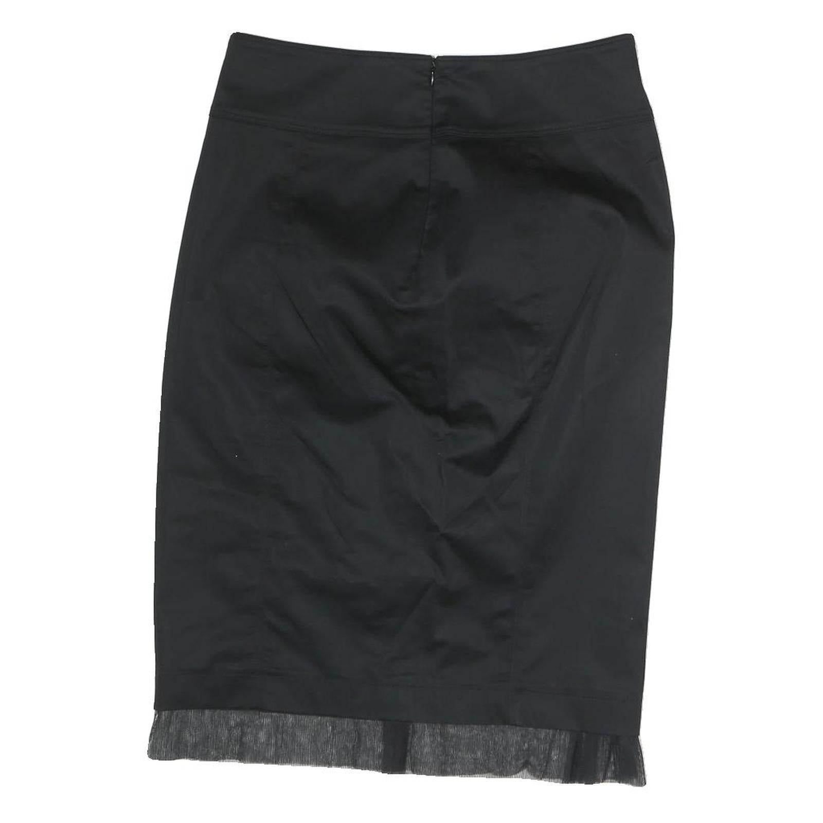 BURBERRY Womens Black Pencil Knee Length Cotton Blend Skirt UK 8 Elegant Classic