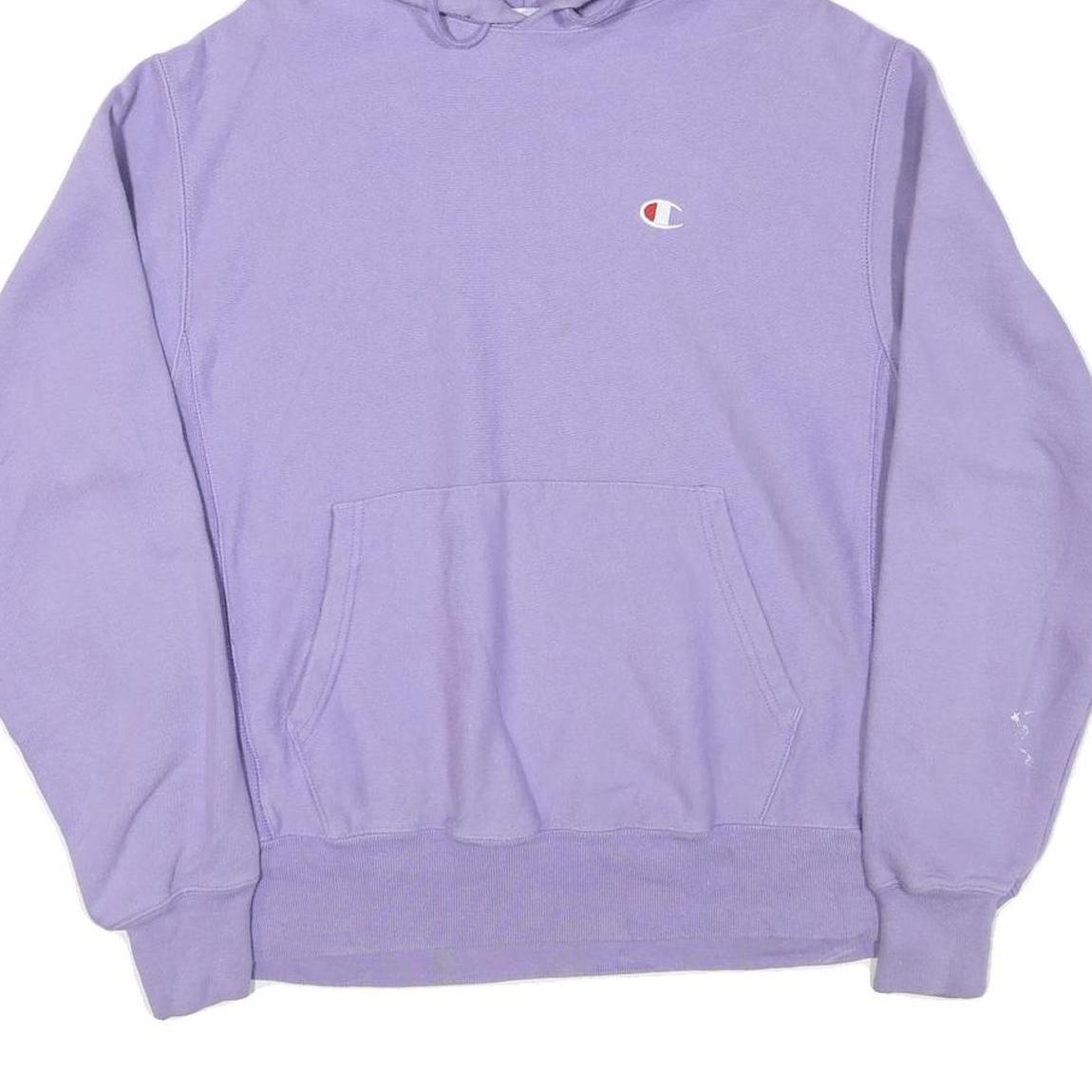 CHAMPION Mens Lilac Pullover Hoodie M Classic Cotton Blend Casual Sweatshirt