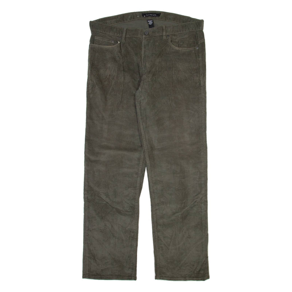 CALVIN KLEIN Womens Corduroy Trousers Grey Regular Straight W38 L32