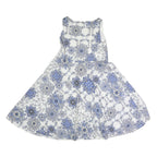 MAX MARA Womens White & Blue Fit & Flare Cotton Blend Dress Sleeveless Midi M