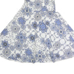 MAX MARA Womens White & Blue Fit & Flare Cotton Blend Dress Sleeveless Midi M