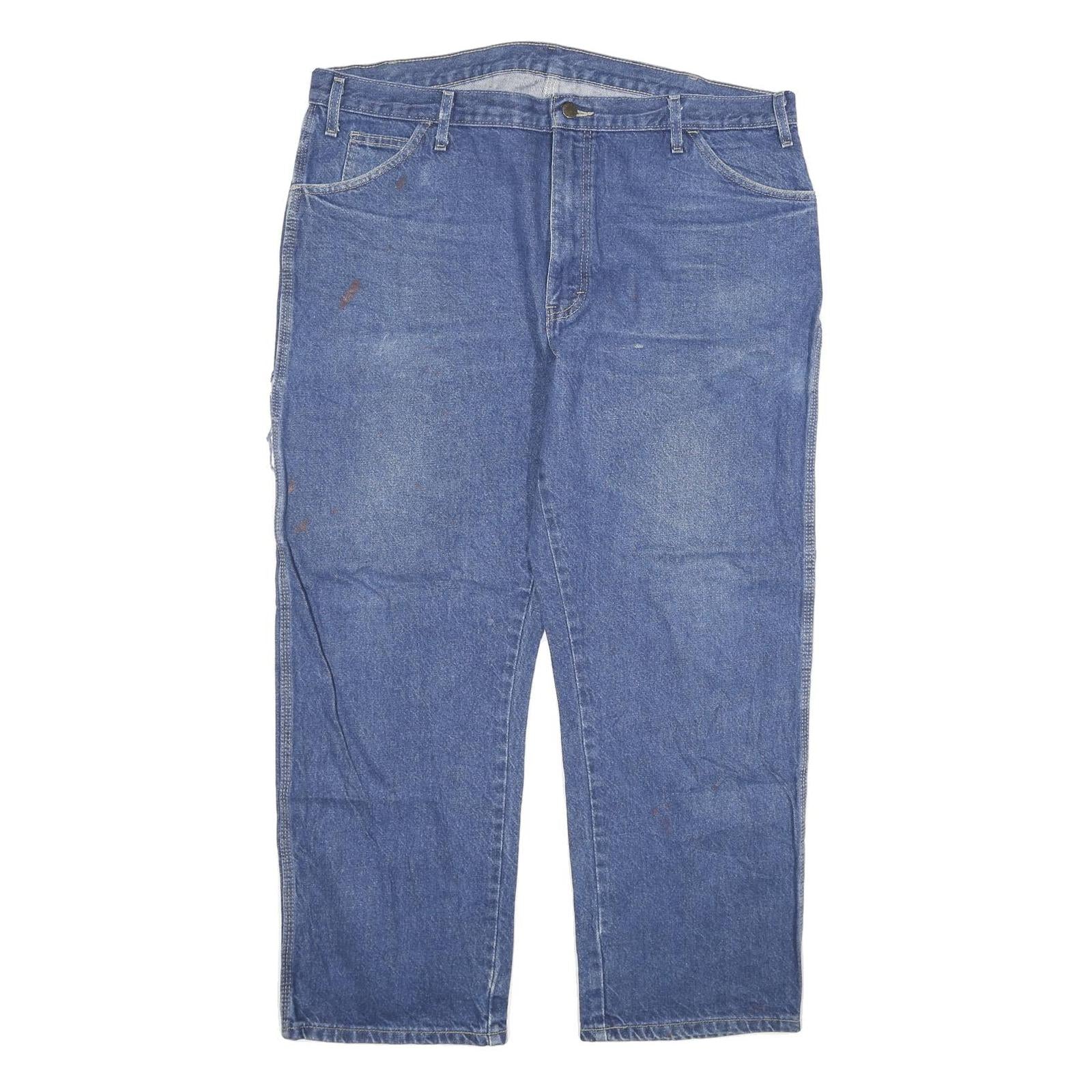 DICKIES Mens Regular Blue Denim Jeans Cotton Blend W40 L30 Workwear Classic Zip