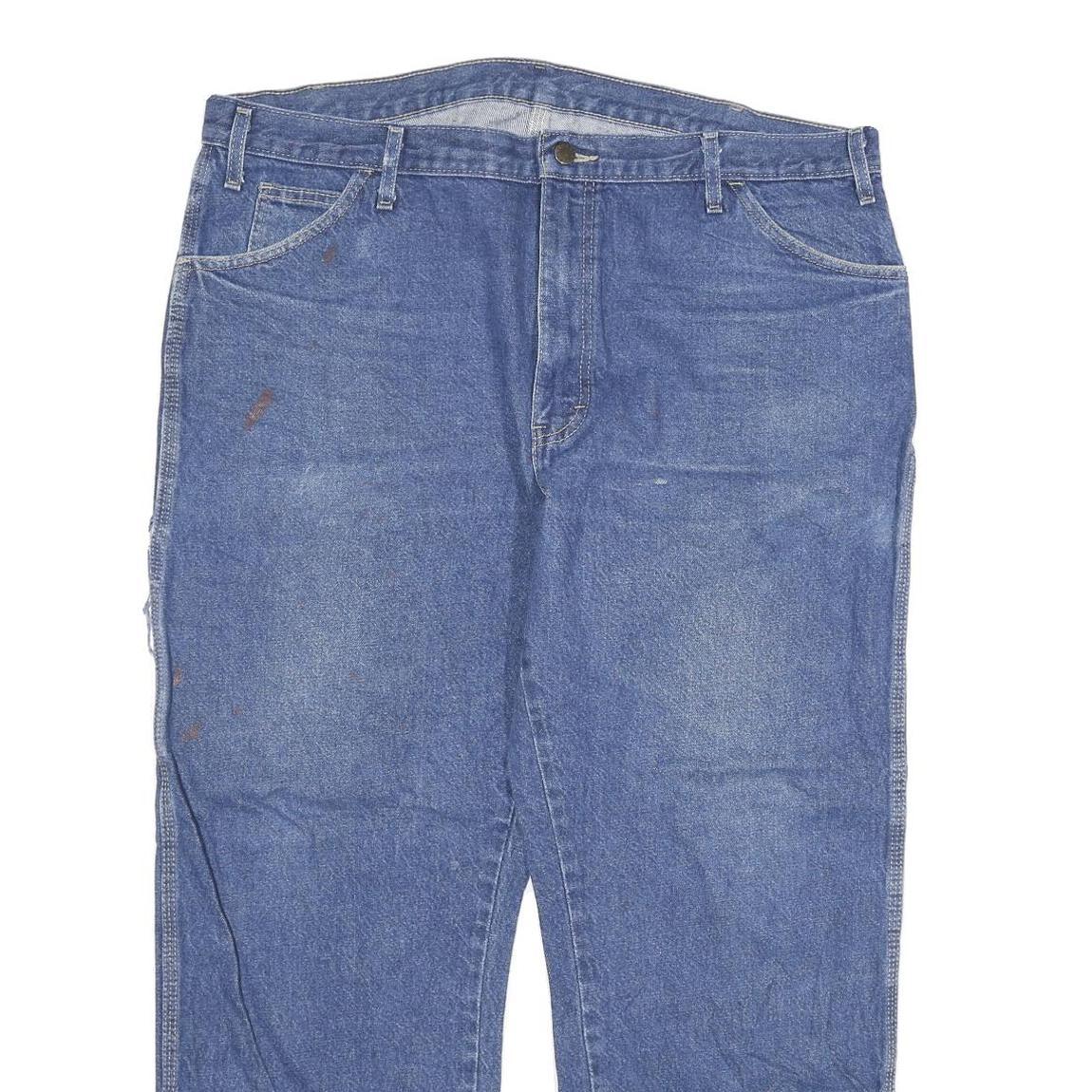 DICKIES Mens Regular Blue Denim Jeans Cotton Blend W40 L30 Workwear Classic Zip