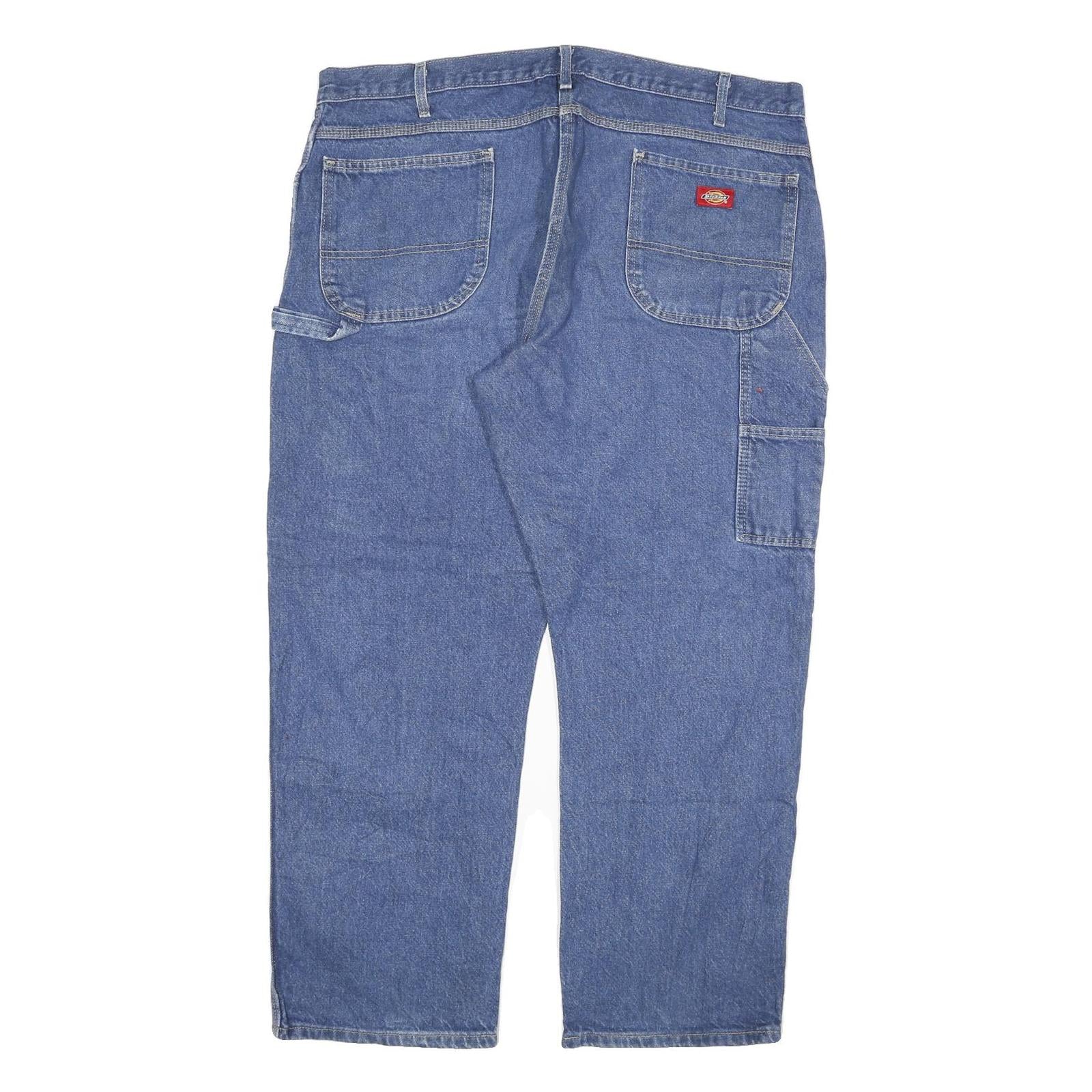 DICKIES Mens Regular Blue Denim Jeans Cotton Blend W40 L30 Workwear Classic Zip