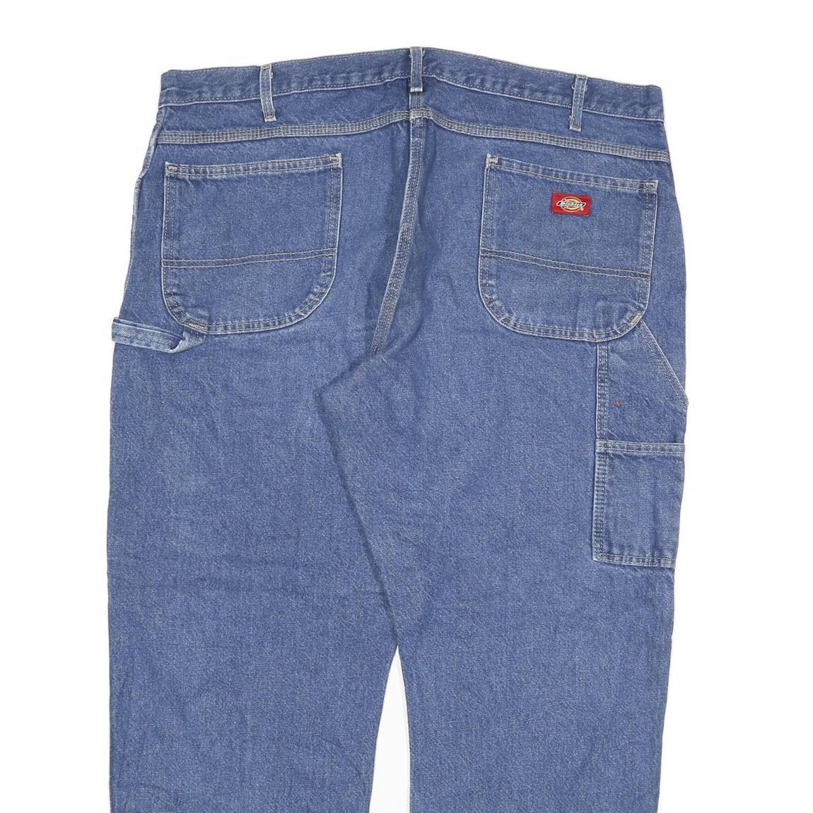 DICKIES Mens Regular Blue Denim Jeans Cotton Blend W40 L30 Workwear Classic Zip