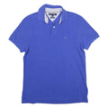 TOMMY HILFIGER Mens Blue Short Sleeve Plain S Cotton Polo Shirt Classic Fit