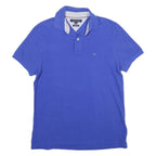 TOMMY HILFIGER Mens Blue Short Sleeve Plain S Cotton Polo Shirt Classic Fit